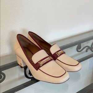 Sam Edelman Elegant Women's Cream and Burgundy Loafer Heels- Never worn
